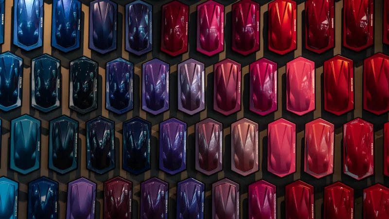 Lamborghini Ad Personam paint swatches wallpaper, 60 years of colours, Blue to red, 8K