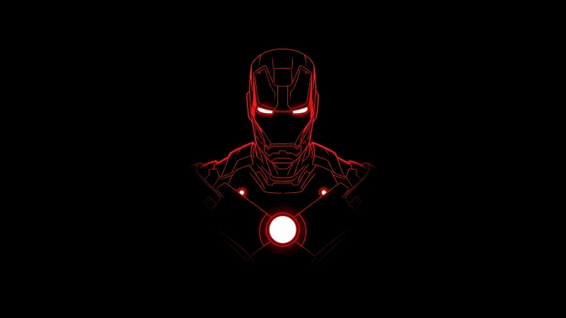Iron Man, AMOLED Outline, Black background 5K