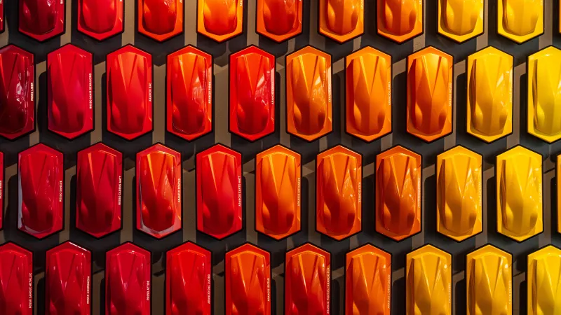 Lamborghini colour samples wallpaper, Ad Personam, Red orange yellow, 8K