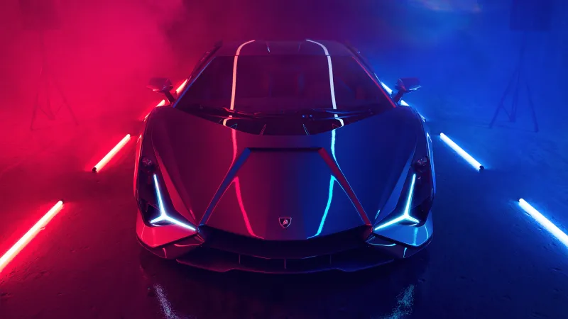 Neon Lamborghini Sián Roadster