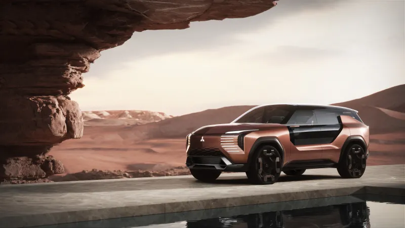 Mitsubishi Elevance Concept wallpaper, Copper SUV, Desert canyon, 8K