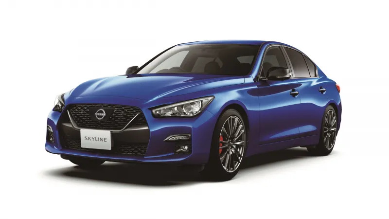 Nissan Skyline 400R Limited wallpaper, Blue sedan, White background, 2026, 5K