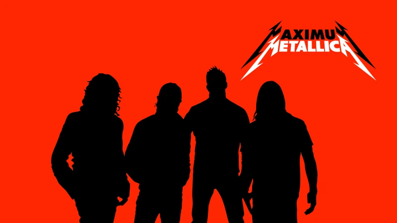Maximum Metallica Silhouette, Red background 4K, Metallica, Metal music, Metal band