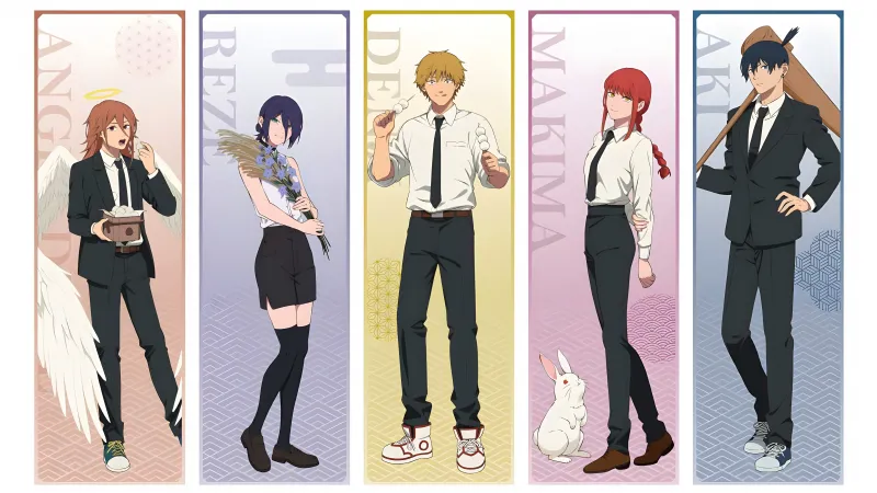 Chainsaw Man Character poster, Angel Devil, Reze, Denji, Makima