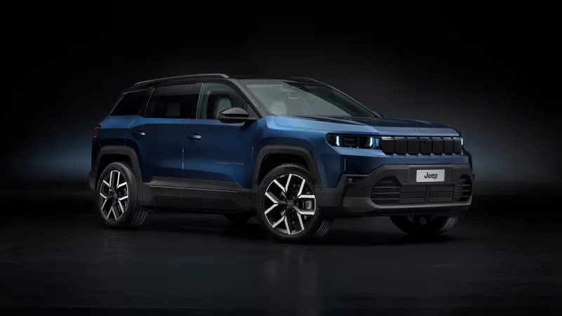 Jeep Compass wallpaper, Blue compact SUV, Dark studio, 2025, 8K