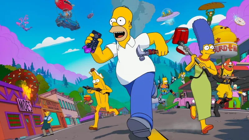 Fortnite x The Simpsons Crossover, Homer Simpson, Marge Simpson, Bart Simpson, Simpson family