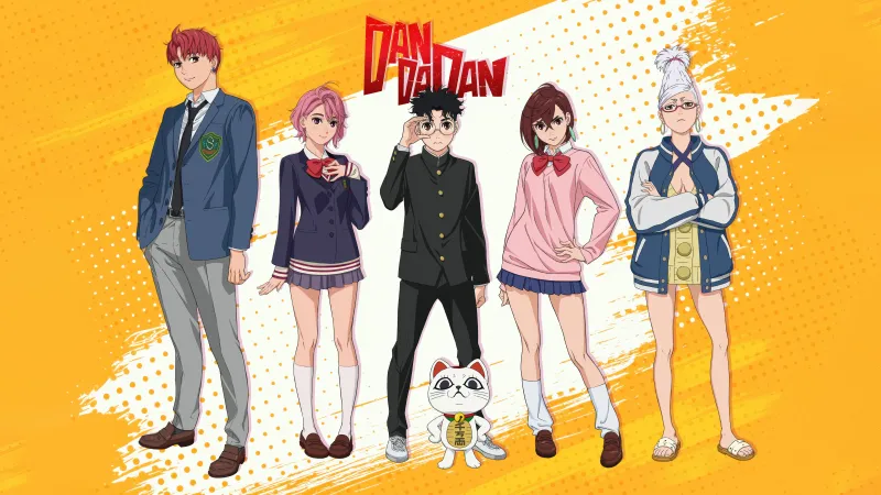 Dandadan Characters, 5K wallpaper, Momo (Dandadan), Okarun (Dandadan), Ken Takakura, Aira (Dandadan), Seiko Ayase, Turbo Granny