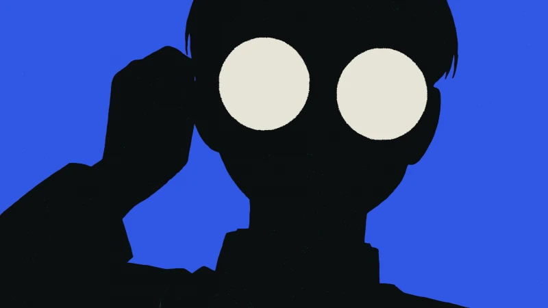 Ken Takakura Silhouette, Blue background 5K, Dandadan, Okarun (Dandadan)