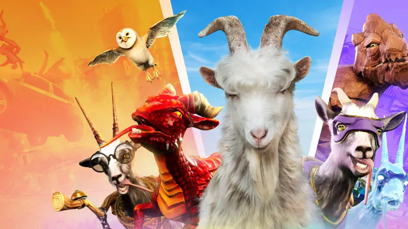 Goat Simulator 3, Goats, Dragon, Colorful, 4K wallpaper