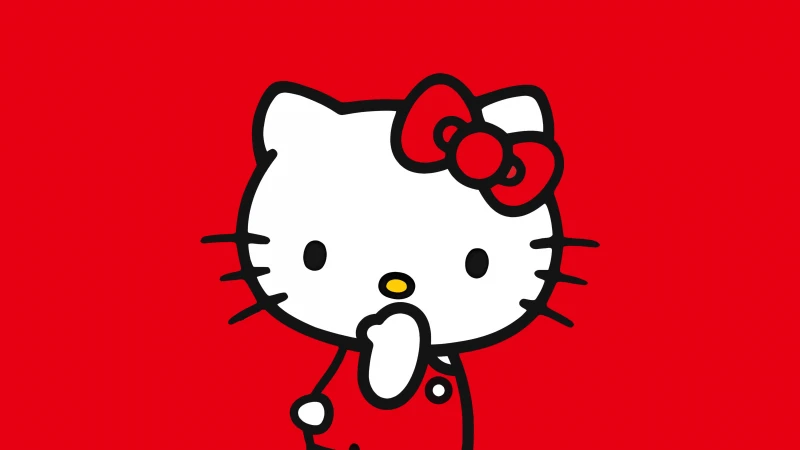 Hello Kitty, Nintendo Switch, Red background 5K