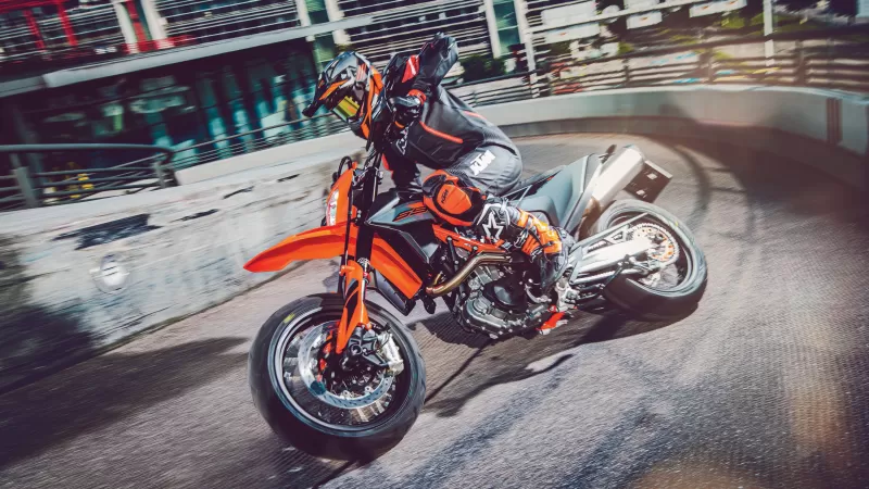 KTM 690 SMC R wallpaper, Supermoto, Drifting, Parking garage, 2021