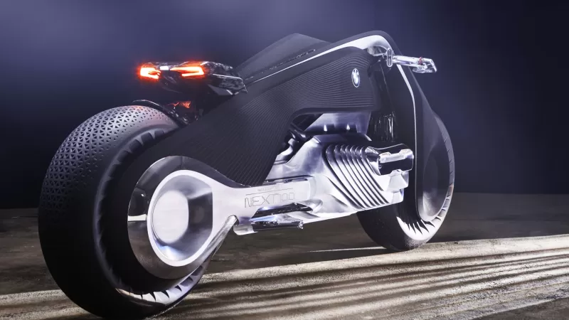 BMW Motorrad Vision Next 100 wallpaper, Concept motorcycle, Dark background, Futuristic