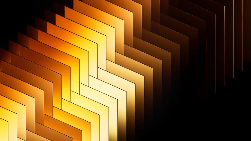 Golden chevron layers, Geometric pattern, Dark, 4K wallpaper