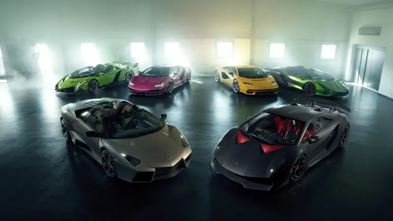 Lamborghini hypercar collection wallpaper, Veneno, Centenario, Sián, Reventón, Sesto Elemento