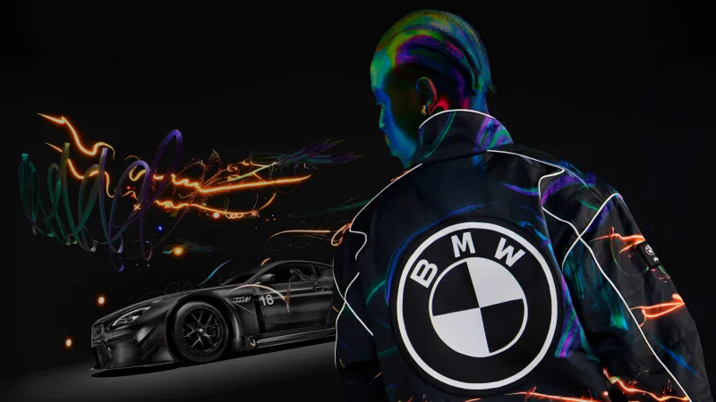 PUMA x BMW M Motorsport, BMW M6 GT3, 12K wallpaper, Neon art, Dark background 8K