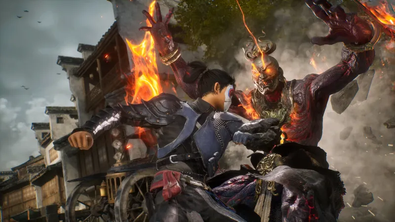 The God Slayer, Martial arts, Fire demon, Ancient Chinese town, 4K wallpaper