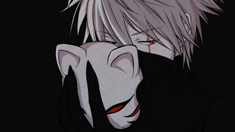 Kakashi ANBU Sharingan, Dark background 5K, Kakashi Hatake