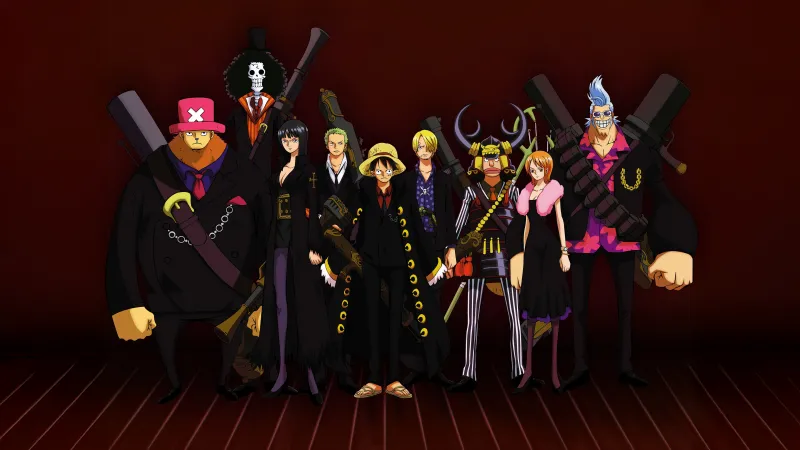 One Piece Luffy's crew, 5K wallpaper, Monkey D. Luffy, Roronoa Zoro, Sanji, Usopp, Nami