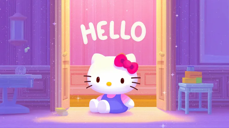 Aesthetic Hello Kitty cartoon, Sanrio wallpaper 5K