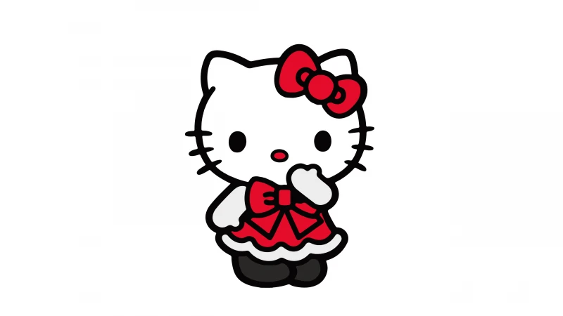 Hello Kitty in Red dress, White background 5K