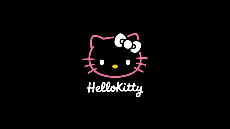 Minimal Hello Kitty, Black background 5K, Sanrio
