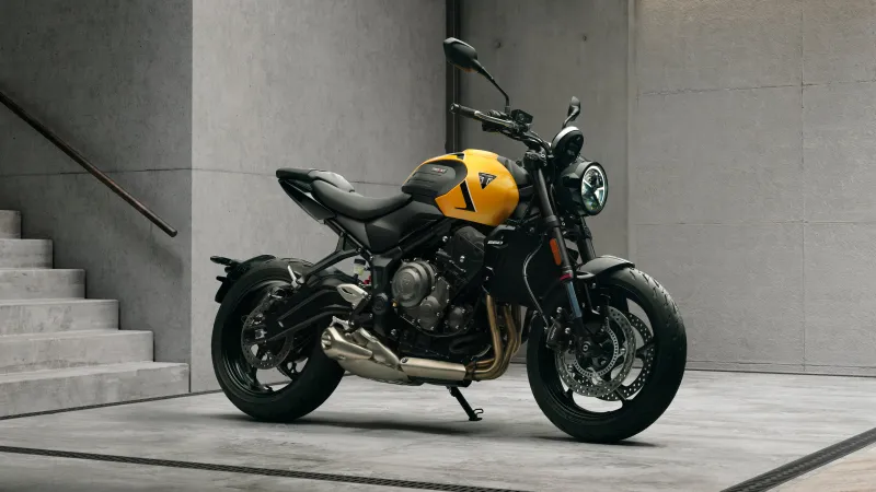 Triumph Trident 660 wallpaper, Yellow tank, Concrete staircase, 2026