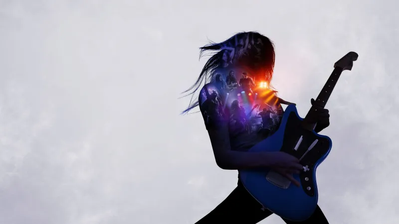 Rock Band, Guitarist silhouette, Live concert, White background, 4K wallpaper