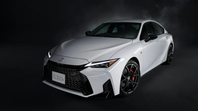 Lexus IS 300h F SPORT Mode Black, White sedan, Dark smoke, 2026, 8K wallpaper