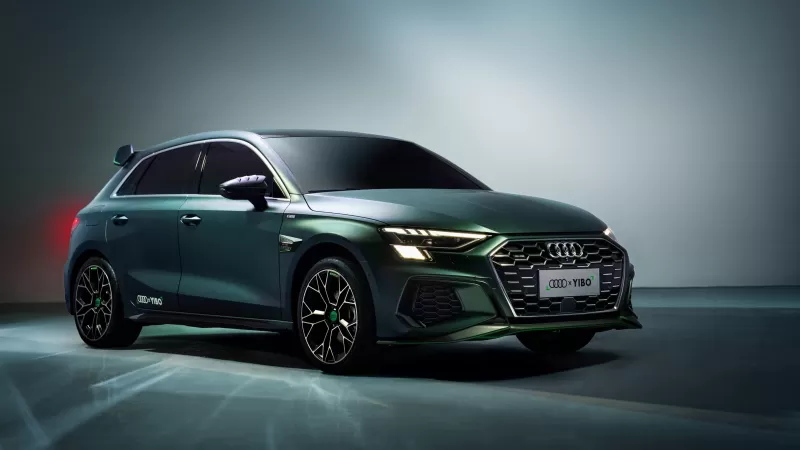 Audi A3 Sportback YIBO edition wallpaper, Green hatchback, Studio, 2020