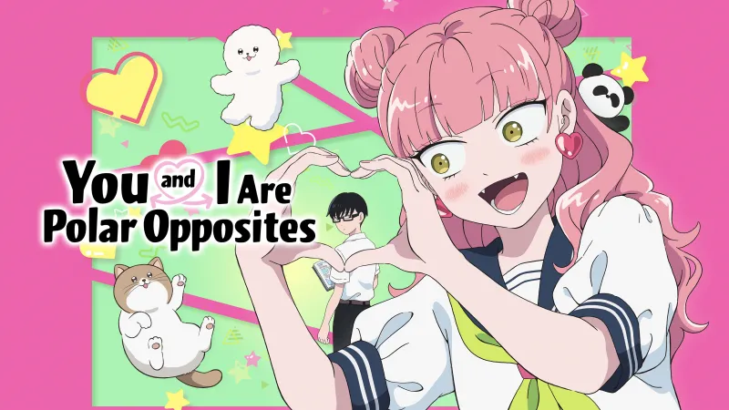 You and I Are Polar Opposites, 2026, Anime series, Miyu Suzuki, Yusuke Tani, Pink background, 4K wallpaper