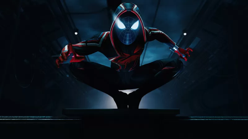 Marvel's Spider-Man: Miles Morales, Photo mode, Dark background, PlayStation 5, 2020 Games, 5K