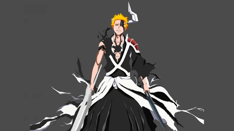 Ichigo Kurosaki Horn of Salvation, Bleach: Thousand-Year Blood War, Grey background