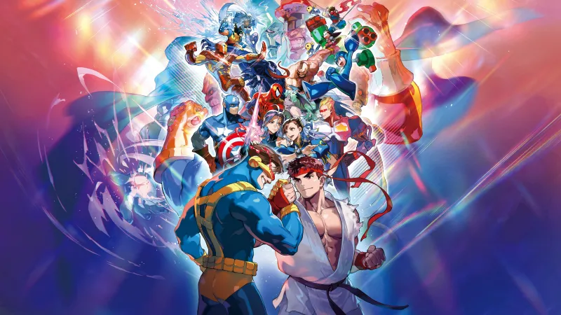 MARVEL vs. CAPCOM Fighting Collection: Arcade Classics, Ryu, Cyclops, Captain America, Colorful wallpaper