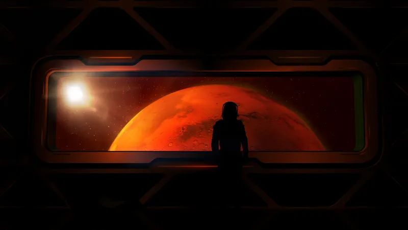 Astronaut Silhouette Wallpaper, Mars, Spaceship