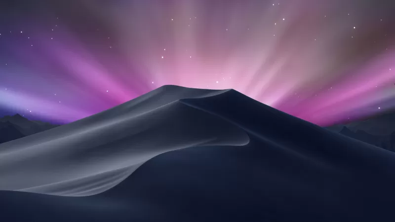 macOS Mojave, OS X Leopard, Aurora sky, Desert, Stock, Aesthetic