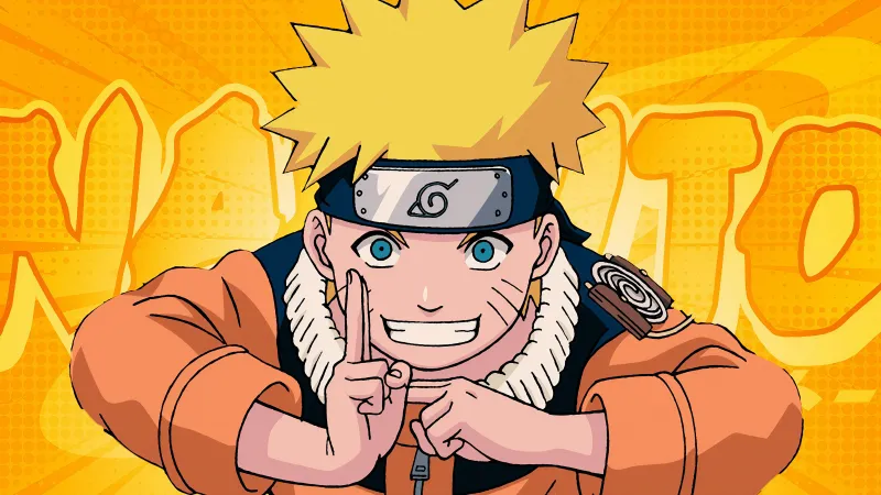 Naruto Uzumaki Hand seal, Orange background 5K