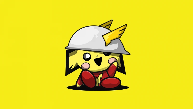 Pichu (Pokemon), Yellow background 8K, Kawaii, Minimalist
