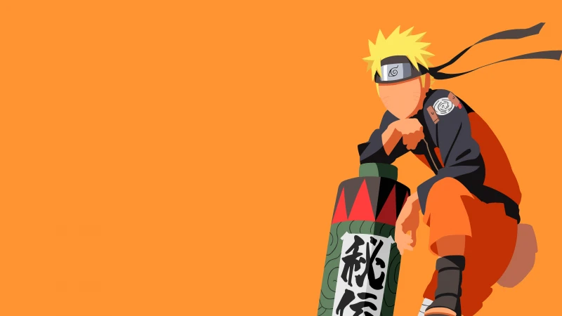 Naruto Uzumaki Faceless, Minimalist Orange background