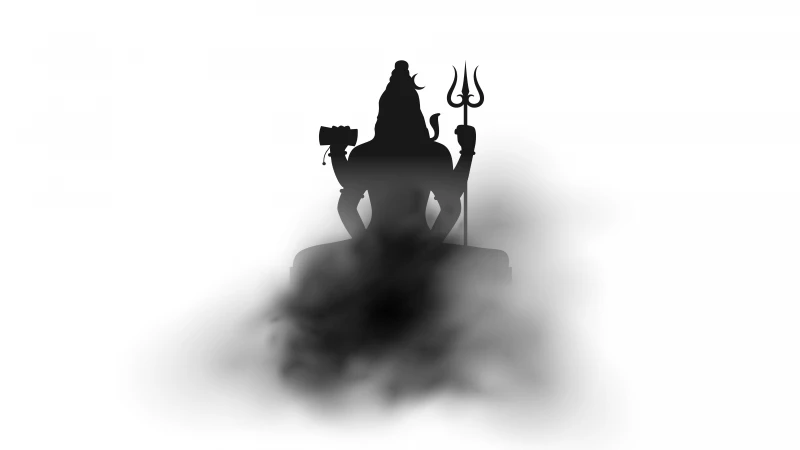 Lord Shiva silhouette in smoke wallpaper, White background, Minimalist