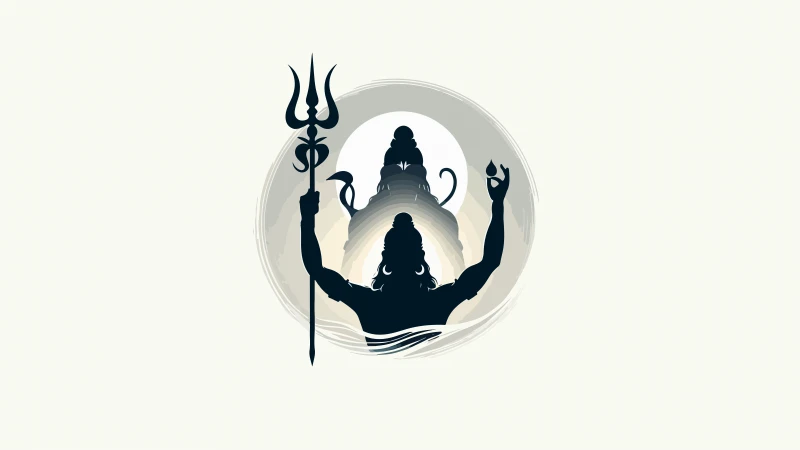 Lord Shiva with trident, Minimalist silhouette, Spiritual, 8K wallpaper