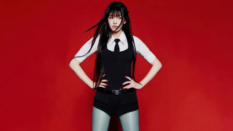 Bang Bang - An Yujin, IVE (K-pop), Red background 5K