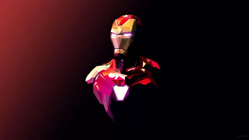 Iron Man, Minimal art, Polygonal, Marvel Superheroes, Dark background