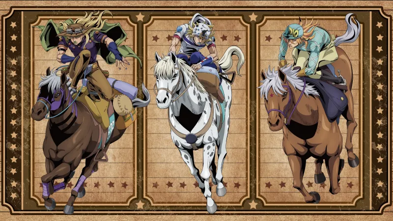 Steel Ball Run: JoJo's Bizarre Adventure, Official, Steel Ball Run wallpaper, Horse race, Johnny Joestar, Diego Brando