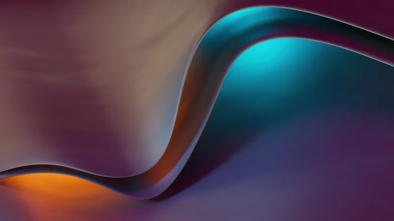 Teal and plum silk wave wallpaper, Microsoft Design, Fluid 3D