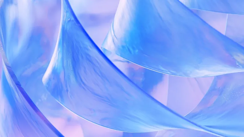 Blue glass ribbons, Iridescent, Microsoft Design, 4K wallpaper
