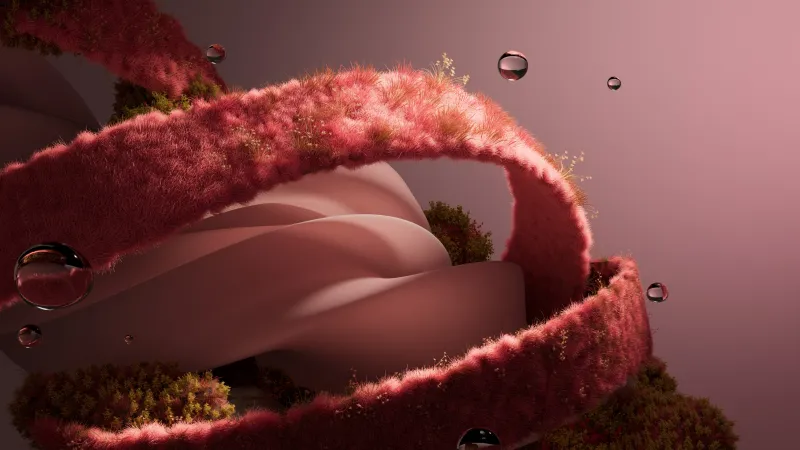 Pink grass ribbon wallpaper, Water drops, Microsoft Design