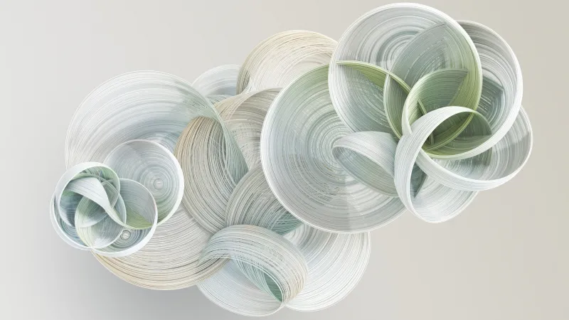 Sage green rings wallpaper, Microsoft Design, 3D render