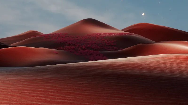 Terracotta Sand Dunes, Desert, Dreamlike, Deep red