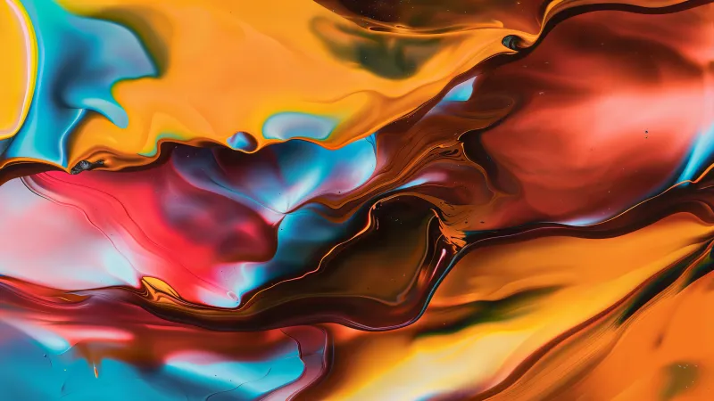 Ultrawide orange liquid art wallpaper, Fluid paint, Vibrant