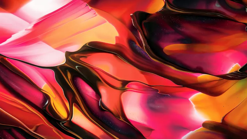 Red and pink liquid paint wallpaper, Ultrawide, Fluid abstract